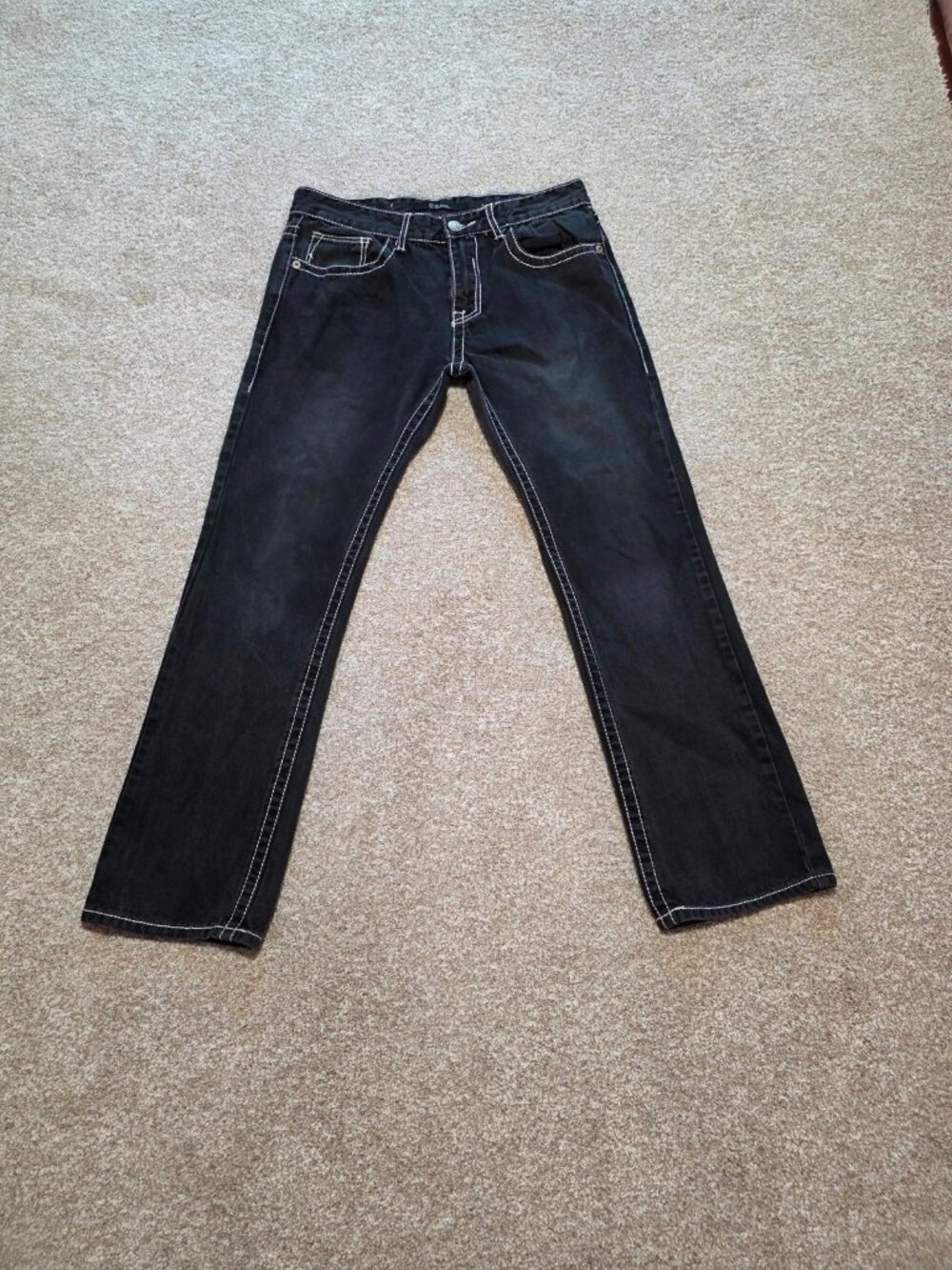 CJ Black Jeans White Stitch Straight Leg Y2K Casual Denim Men’s Size 32X31